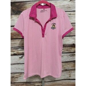 Nike Golf US Open 2016 Oakmont Pink White Striped Polo Shirt Womens Large